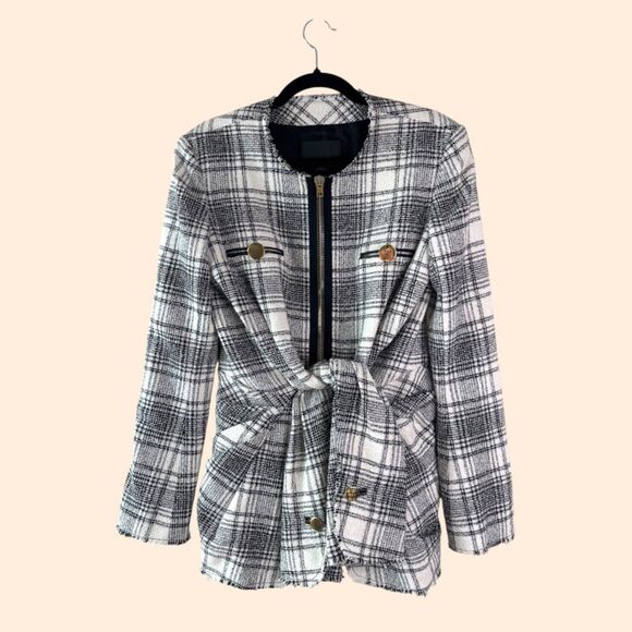 Alexander Wang Front Tie Tweed Blazer - Picture 1 of 9
